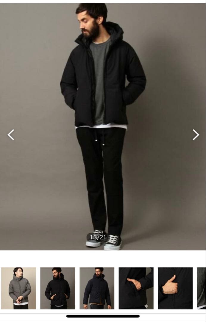 ダウンジャケット ブラック BEAUTY&YOUTH 小松マテーレ 小松精練