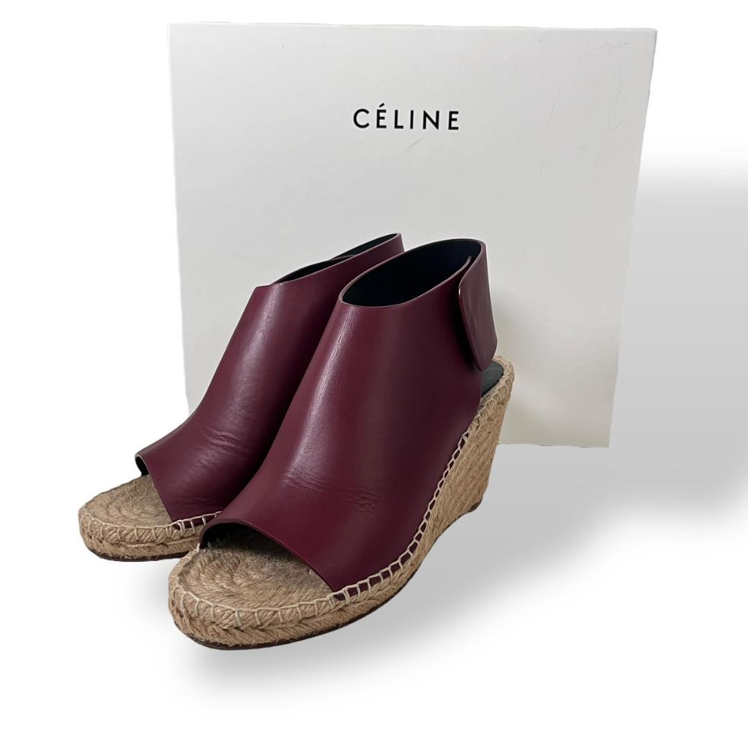 美品 セリーヌ フィービー期 レザー ウェッジソールサンダル 36 箱付き 美品 セリーヌ フィービー期 レザー ウェッジソールサンダル 36 箱付き