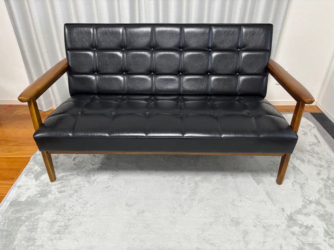 conさん専用　美品　カリモク60 Kチェア 2シーター ウォールナット カリモク60 Kチェア2シータースタンダードブラック（ウォールナット色