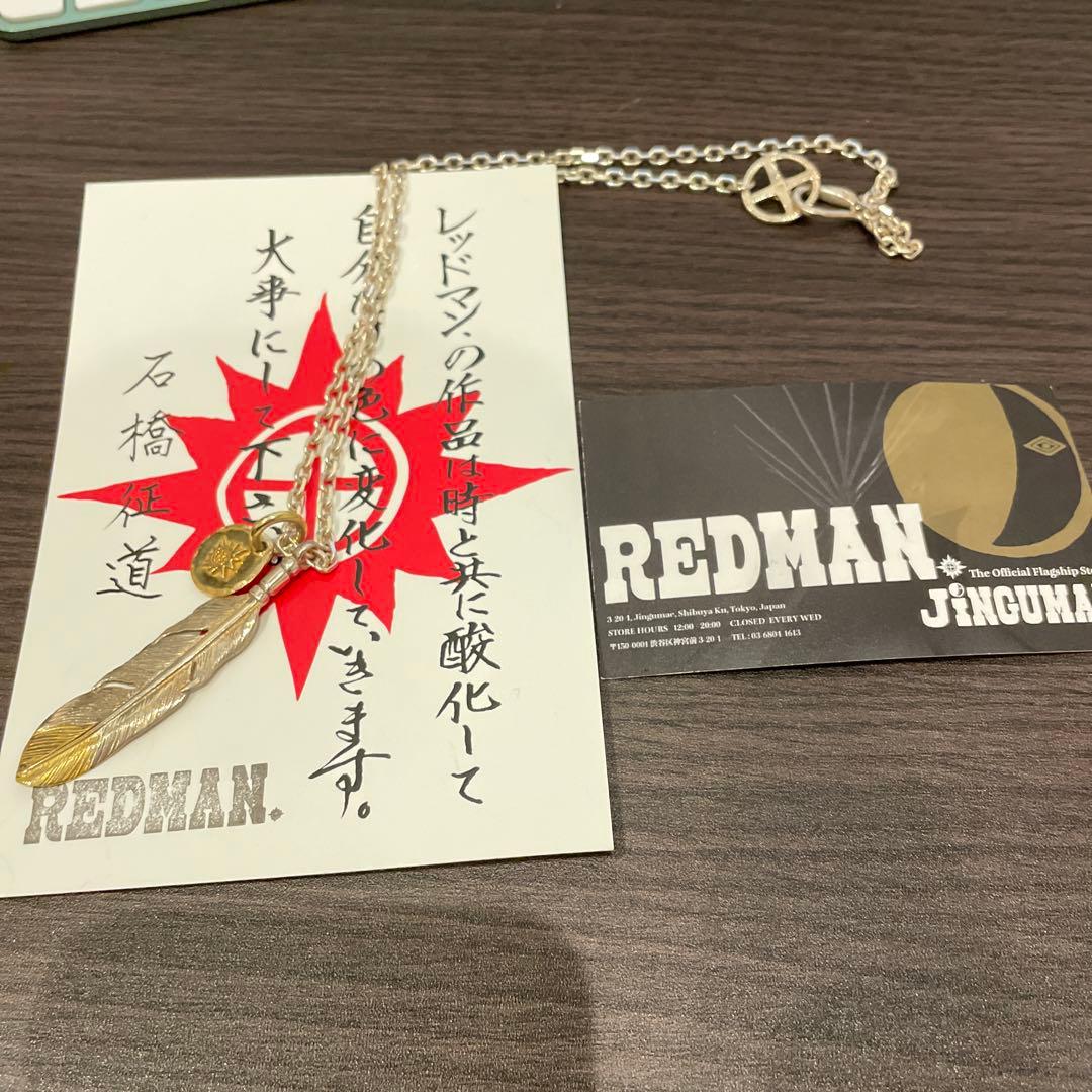 新品レッドマンREDMAN ネックレス 先金大フェザー メタルチャームなど