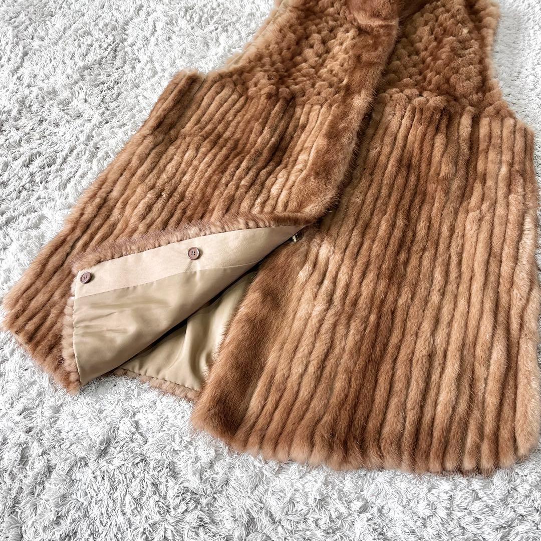 リアルミンク ミンク ファー ジレ ベスト 本毛皮 レイヤード 毛並み
