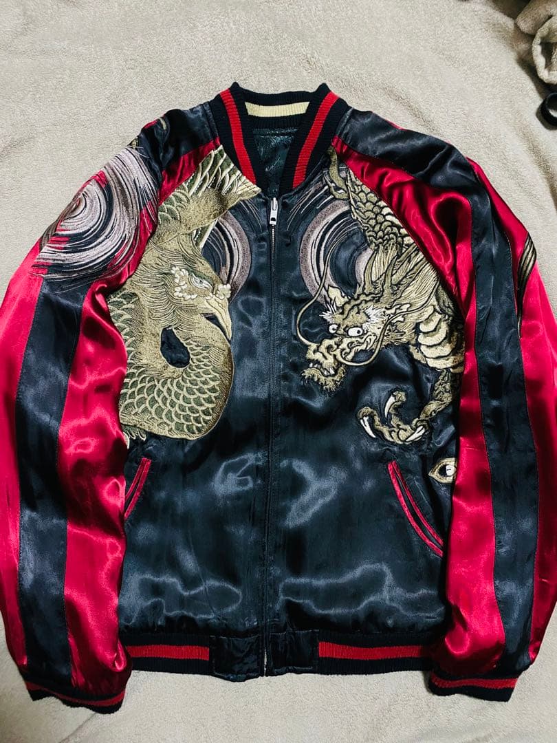 美品 japanese SCRIPT 龍２面用 日本限定スカジャン unisex 美品2面用 JAPANESE 龍 日本限定 スカジャン vintage レーヨン - メルカリ