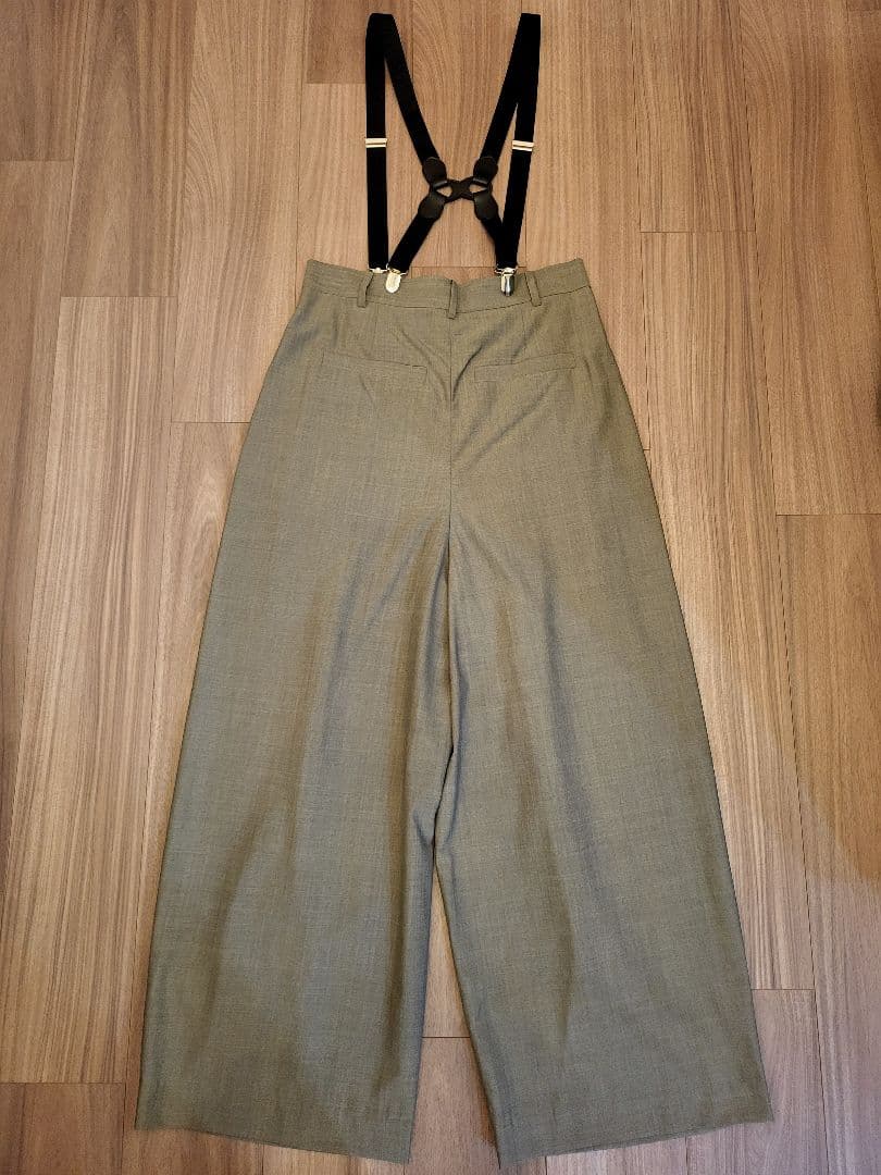 新品✨エンフォルド ＴＲＯＵＳＥＲＳ サスペンダー 36 ENFOLD - STRAP TROUSERS / パンツ / サスペンダーパンツ / アイボリー