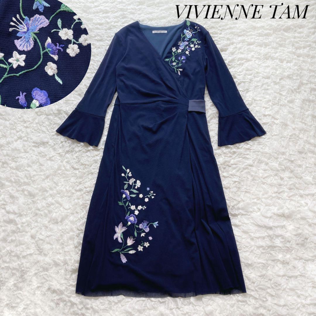 VIVIENNE TAM ラップ風ワンピース ネイビー 刺繍 定価42000円 - メルカリ