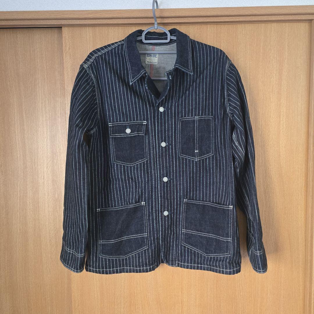 児島ジーンズ ウォバッシュ カバーオールジャケット 美品 児島ジーンズ KOJIMA GENES バイカラー ウォバッシュ カバーオール RNB