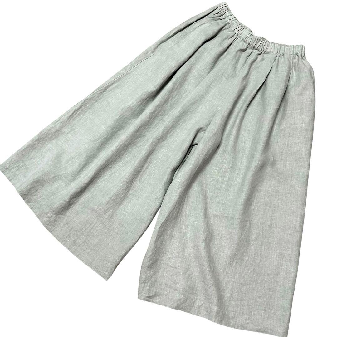 ikkuna ギャザードパンツ リネン100% リネン高密度ウェザーマイクローブ加工ギャザーパンツ(裏地無し