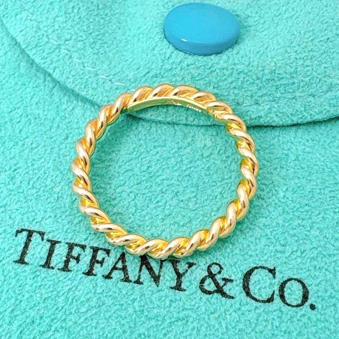 極美品 オールドティファニー ツイスト リング 9号 k18 ゴールド 極美品 オールドティファニー ツイスト ノット リング 10.5号 k18