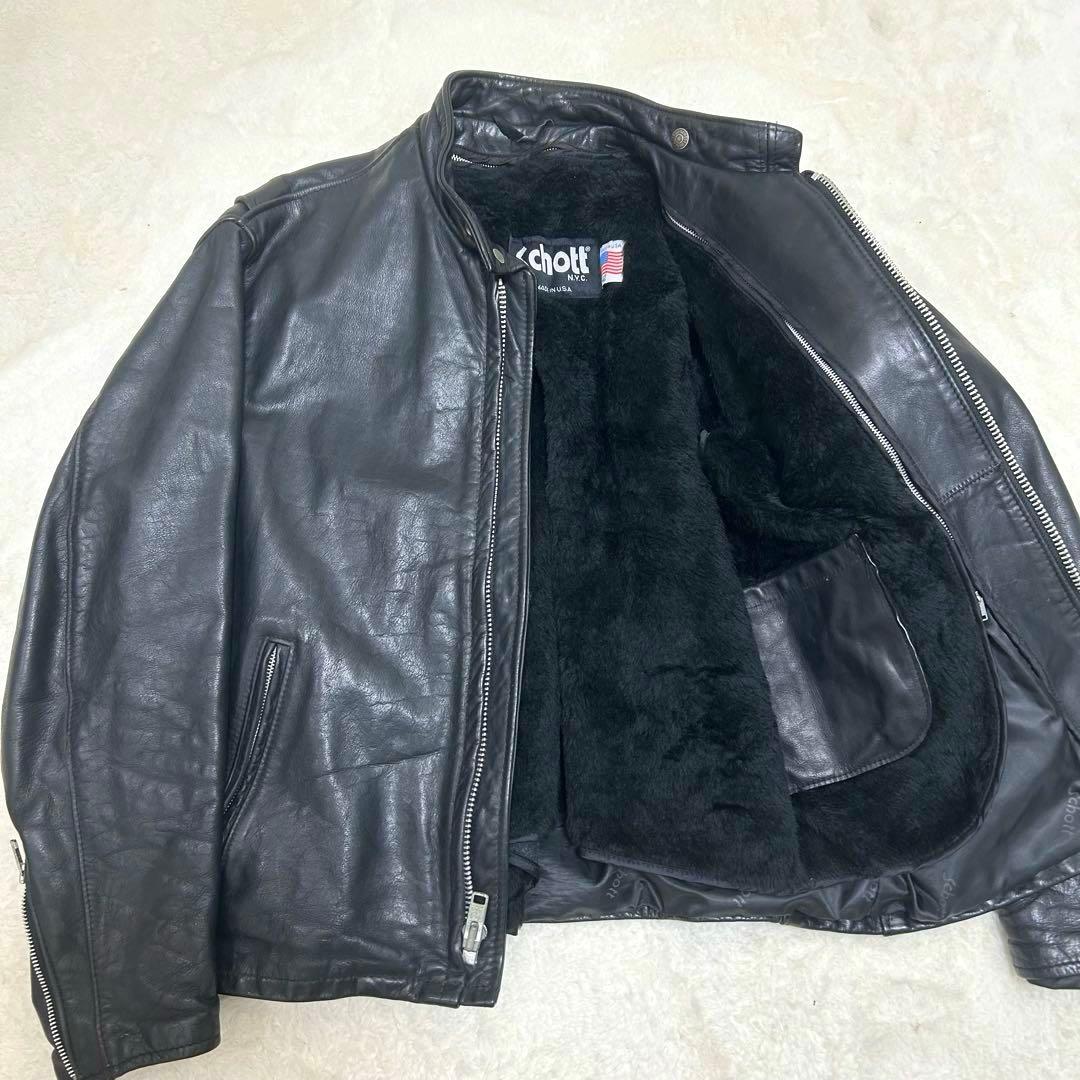 【希少サイズ42】ショット 141 シングルライダース レザージャケット XL Schott N.Y.C（ショット） SCHOTT 141 シングルライダース ブラック