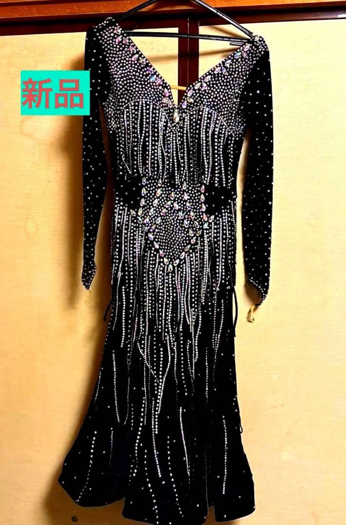 社交ダンス用ビーズ装飾ドレス 社交ダンス用黒ドレス ビーズ装飾