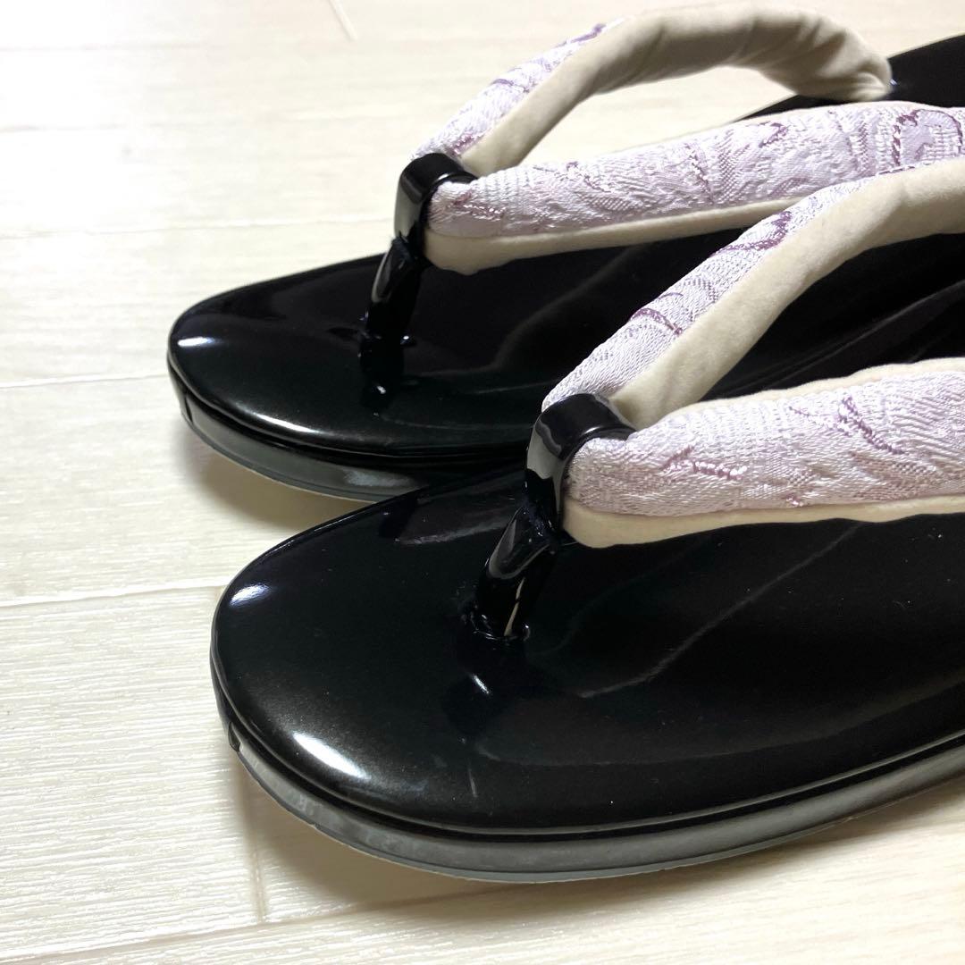 《美品》草履バッグセット　ふくれ織　ジャガード　ローブデコルテ調　成人式