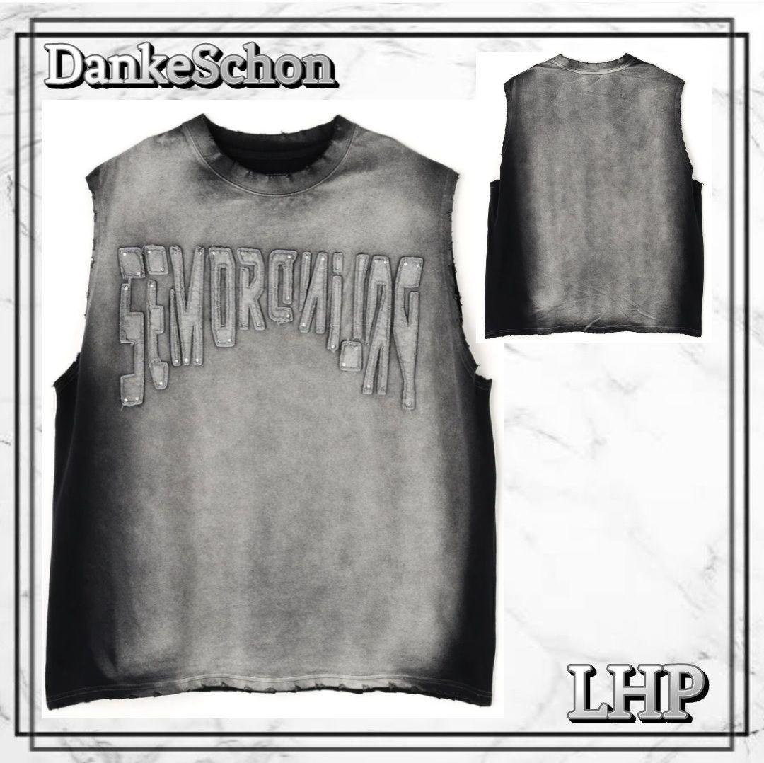 正規品 LHP ダンケシェーン レタリングプリント ノースリーブ シャツ BK 正規品 LHP ダンケシェーン レタリングプリント ノースリーブ シャツ