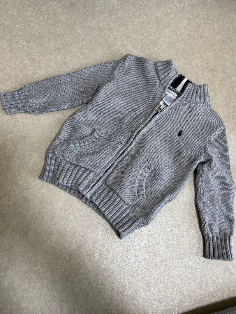 Ralph Lauren グレー ジップアップ ニット 85cm - メルカリ