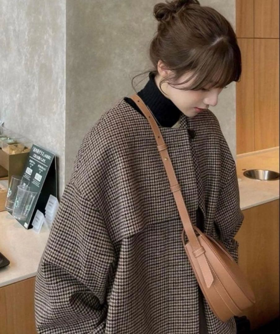 新品 Eaphi NO COLLAR WOOL CHECK COAT - メルカリ