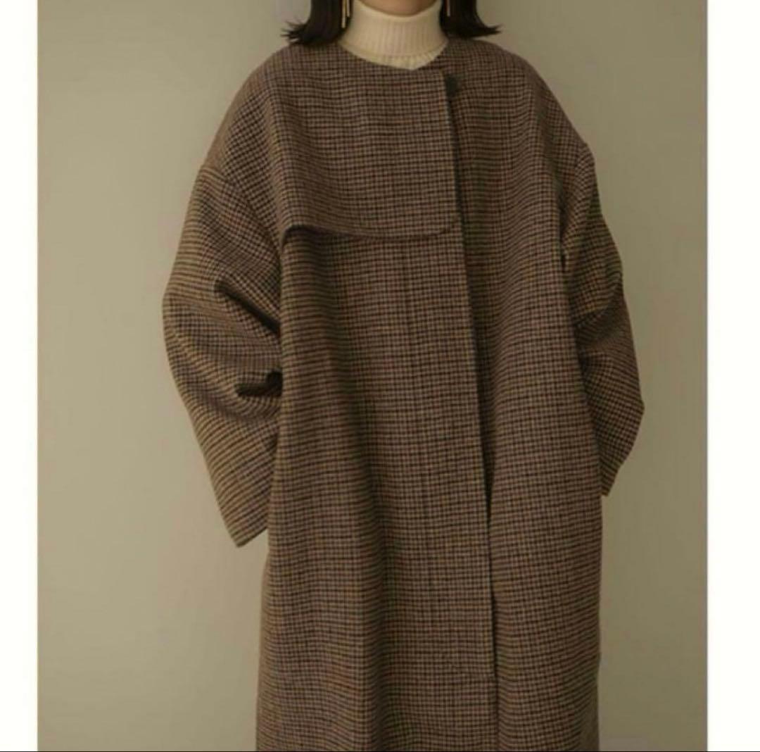 新品 Eaphi NO COLLAR WOOL CHECK COAT - メルカリ