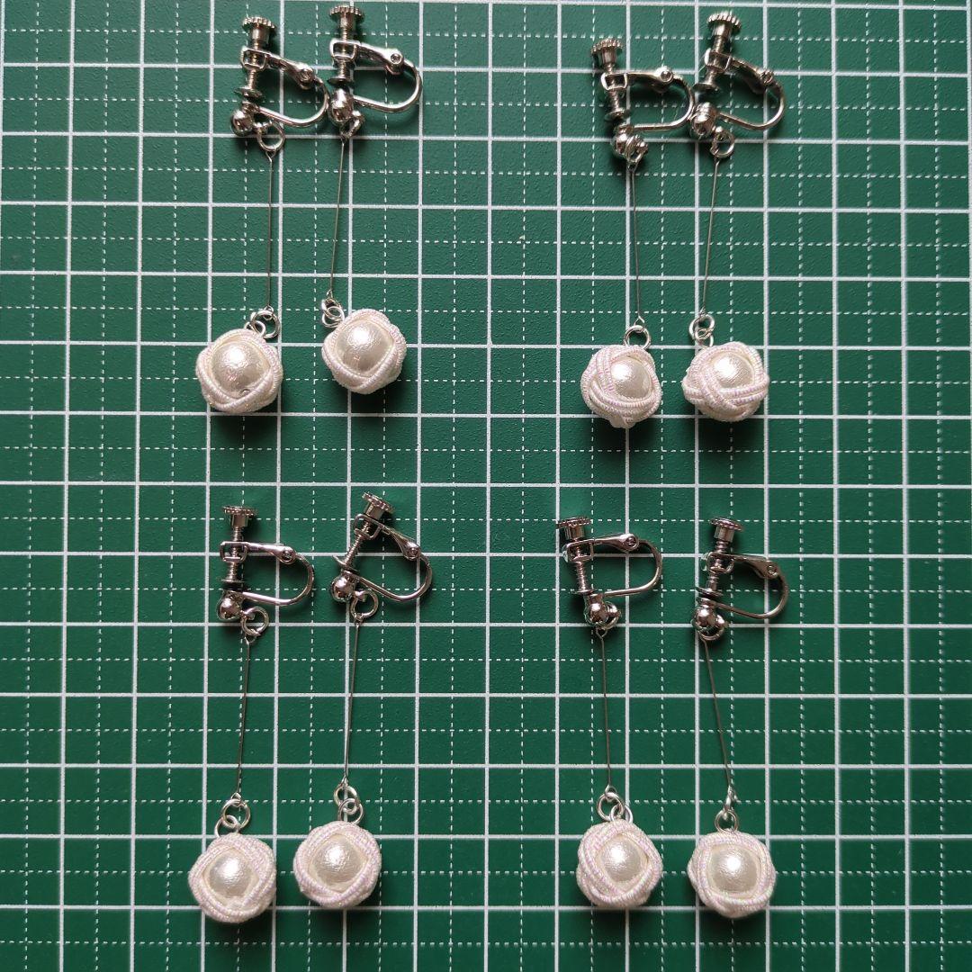 《shoco》水引イヤリング　玉結びとコットンパール