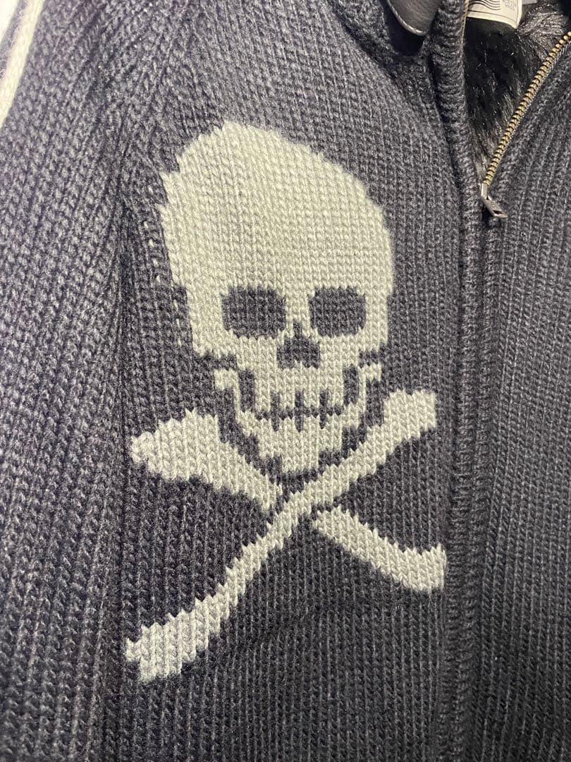 VANSON スカルデザイン ニットジャケット ニットアウター