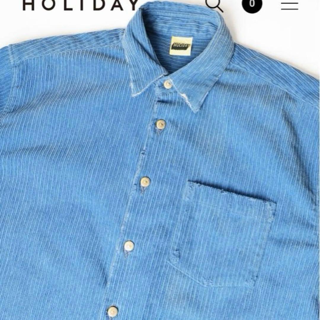 HOLIDAY ブルー ダメージ コーディロイ シャツジャケット - メルカリ