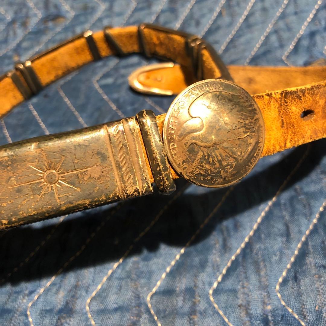 ゴローズ風 カンベルト パイプベルト シルバーコンチョ付き goro's