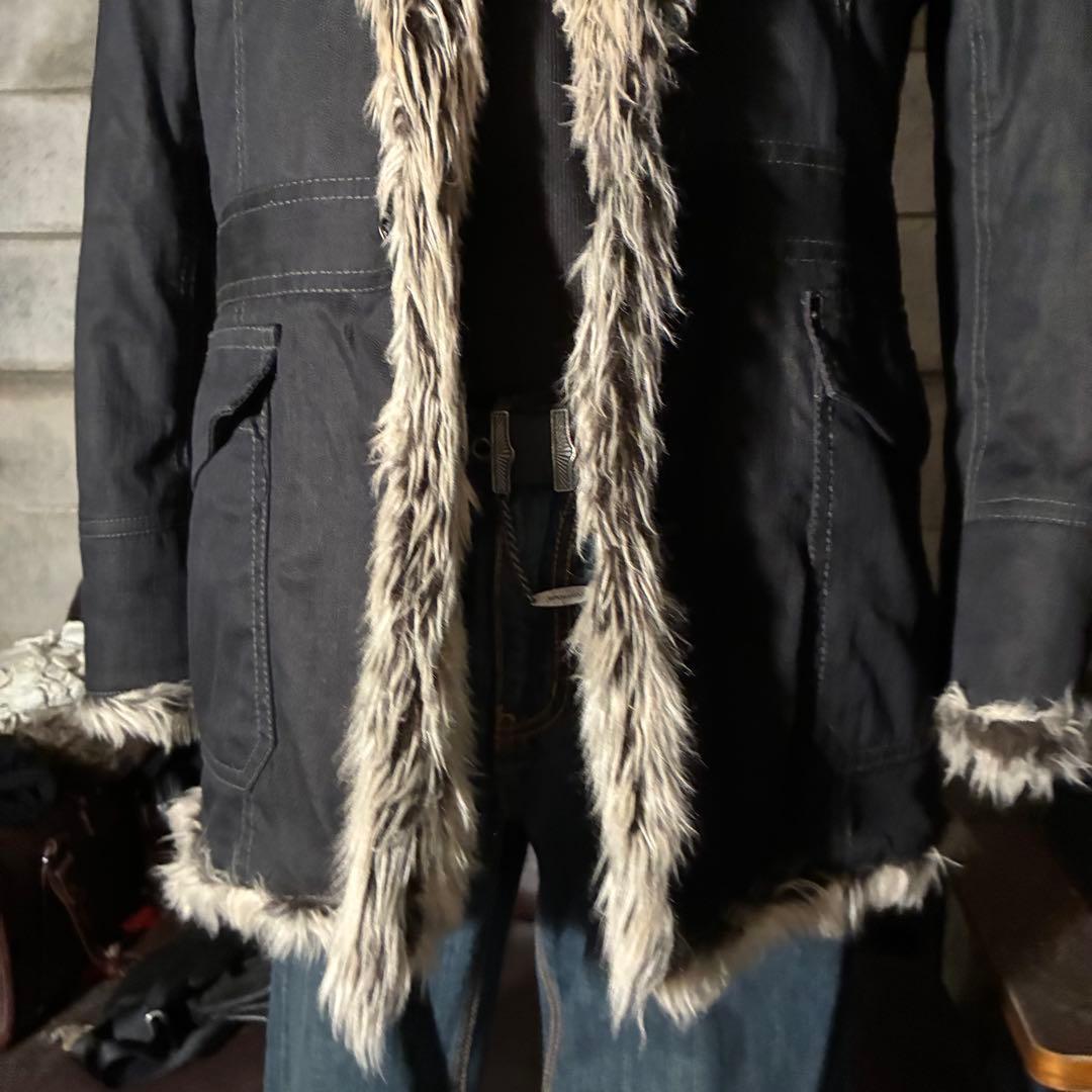 平成 お兄系 ダークコア グランジ opium ファー付きコート ギャル男