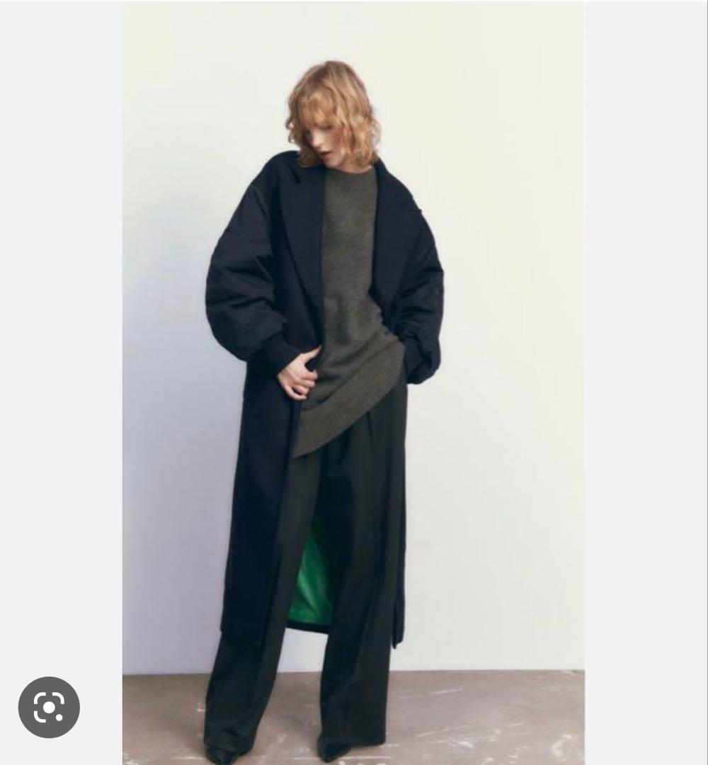 ZARA マッチングボンバーコート ネイビー バルーンスリーブ ベルト付き