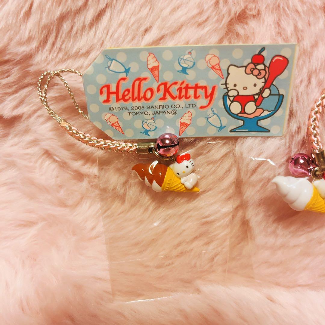 希少レア ハローキティ 根付け スイーツ ソフトクリーム パフェ 2005