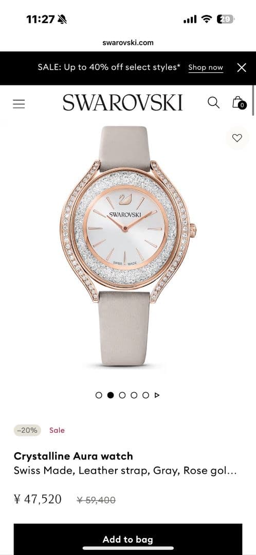 Swarovski Crystalline Aura 腕時計 Crystalline aura watch, Swiss Made, Metal bracelet, Rose gold tone