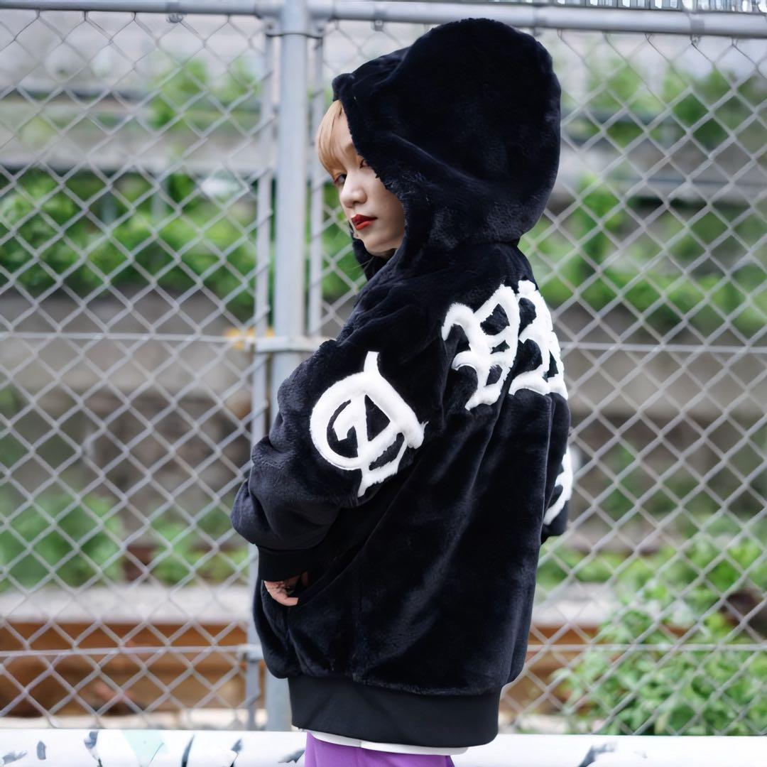 AVIREX エコファー ジップアップブルゾン ブラック L ユニセックス