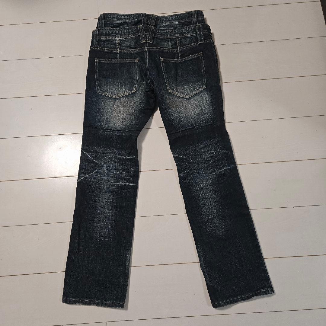 PPFM ダブルウエスト デニム ジーンズ y2k archive レザー - メルカリ