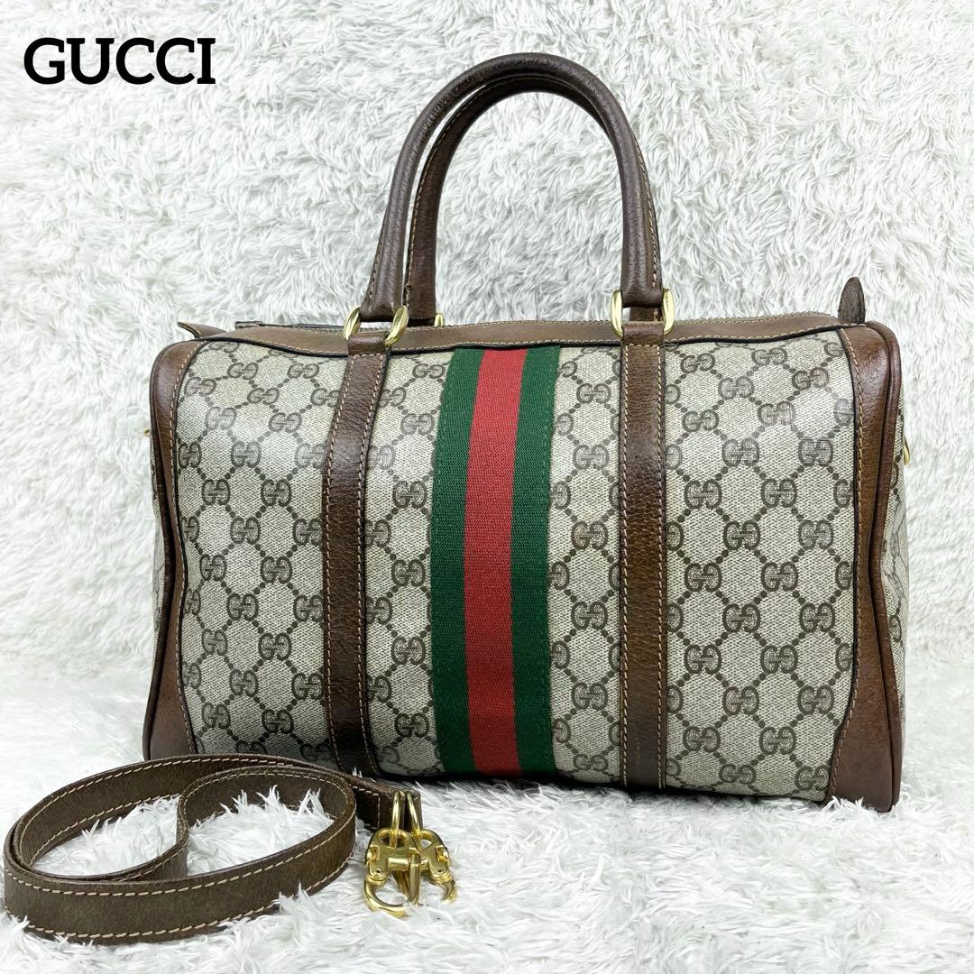 【美品】オールドグッチ シェリーライン GGスプリーム ボストンバッグ 2way 美品】オールドグッチ シェリーライン GGスプリーム ボストンバッグ