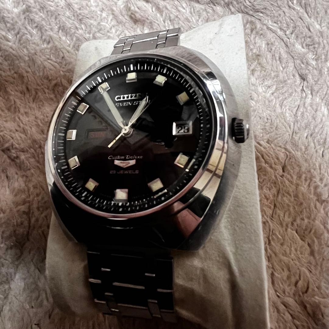 最安値 極上品 美品稼働1968年代物 希少ビンテージ時計ブラックcustom7 最