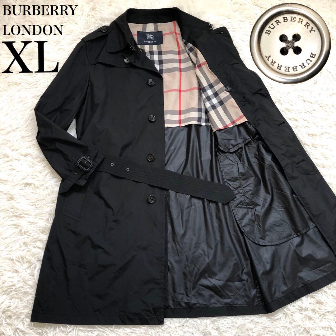 バーバリーロンドン シングルトレンチコート ナイロン 比翼 黒 ノバチェック バーバリーロンドン シングルトレンチコート ナイロン 比翼 黒 ノバ