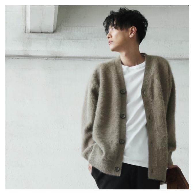 佐藤健 ABYTS カシミヤ混 フォックス シャギーカーディガン 1