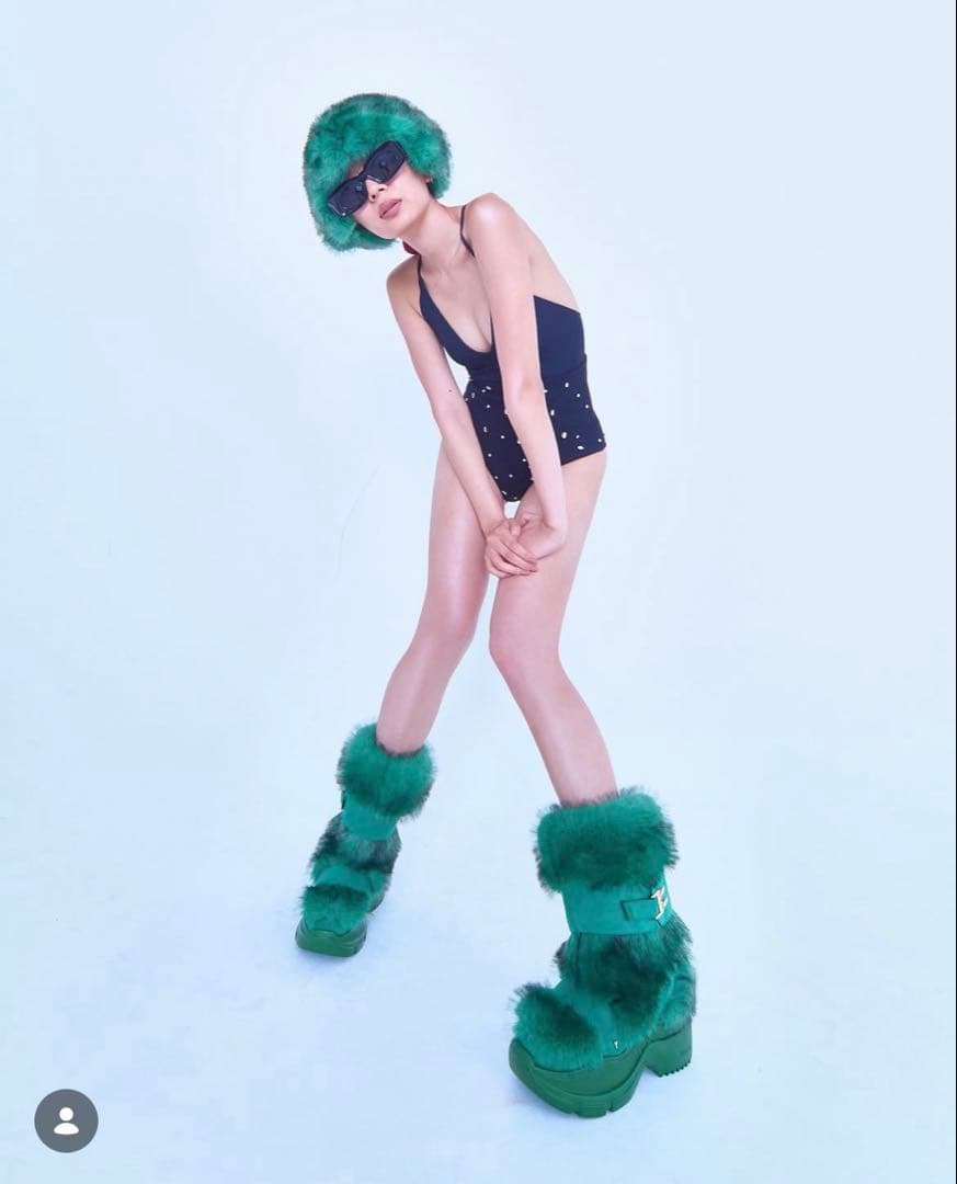 靴 YELLO MOLO SHORT BOOTS Green Msize ブランド古着】YELLO / イエロ MOLO SHORT BOOTS ファー ブーツ