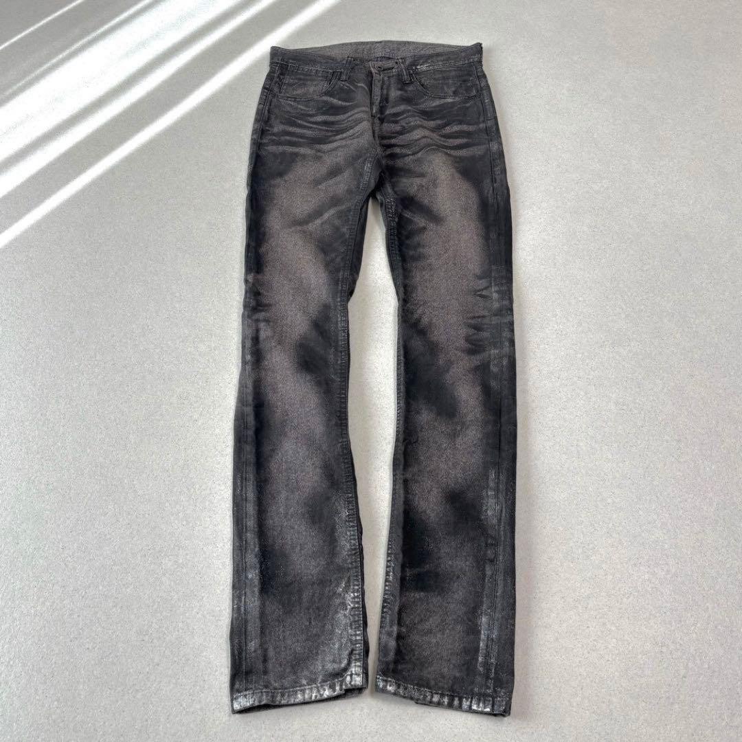 ブラック コーティング スキニー ジーンズ デニム - 楽天市場