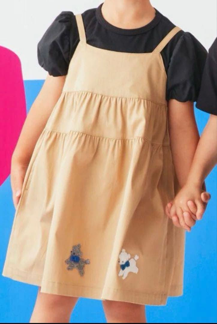 ファミリア　ティアード　キャミワンピース　110size 肩紐で長さ調整可能】ギンガムチェックティアードキャミワンピース