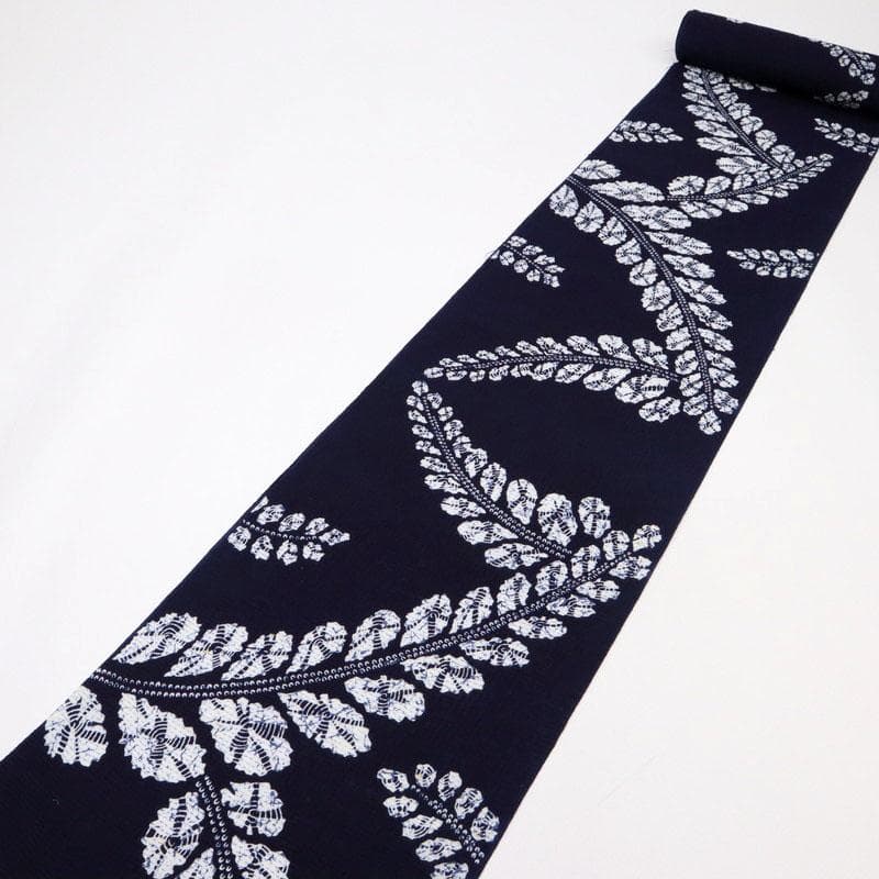 《かさ★手縫い仕立て+ロウケツ染め■浴衣リップル生地木綿紺反25-113》