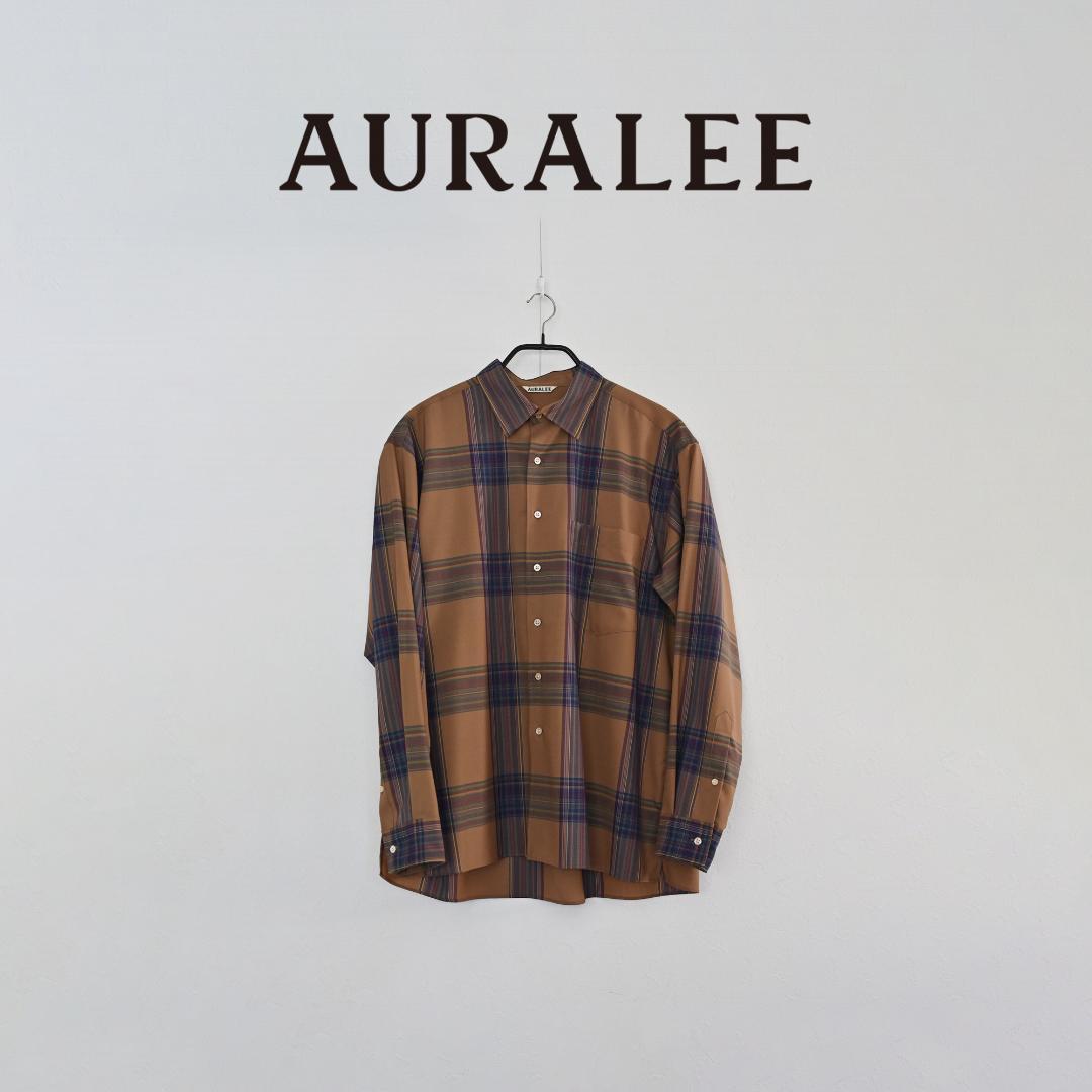 美品 AURALEE ウールチェックシャツ ブラウン 過去作でも見つけたら即買いおススメ！AURALEE至極のウールシャツって