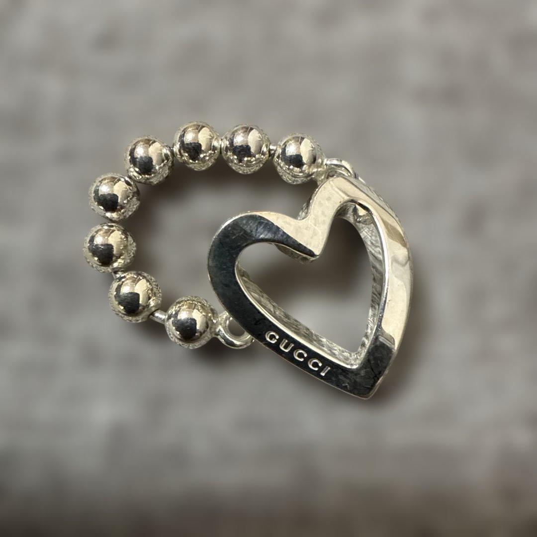 な*か様 美品　GUCCI ハート型 シルバーリング　SV925 GUCCI（グッチ） 9号 リング・指輪 ハート ボールチェーン シルバー925