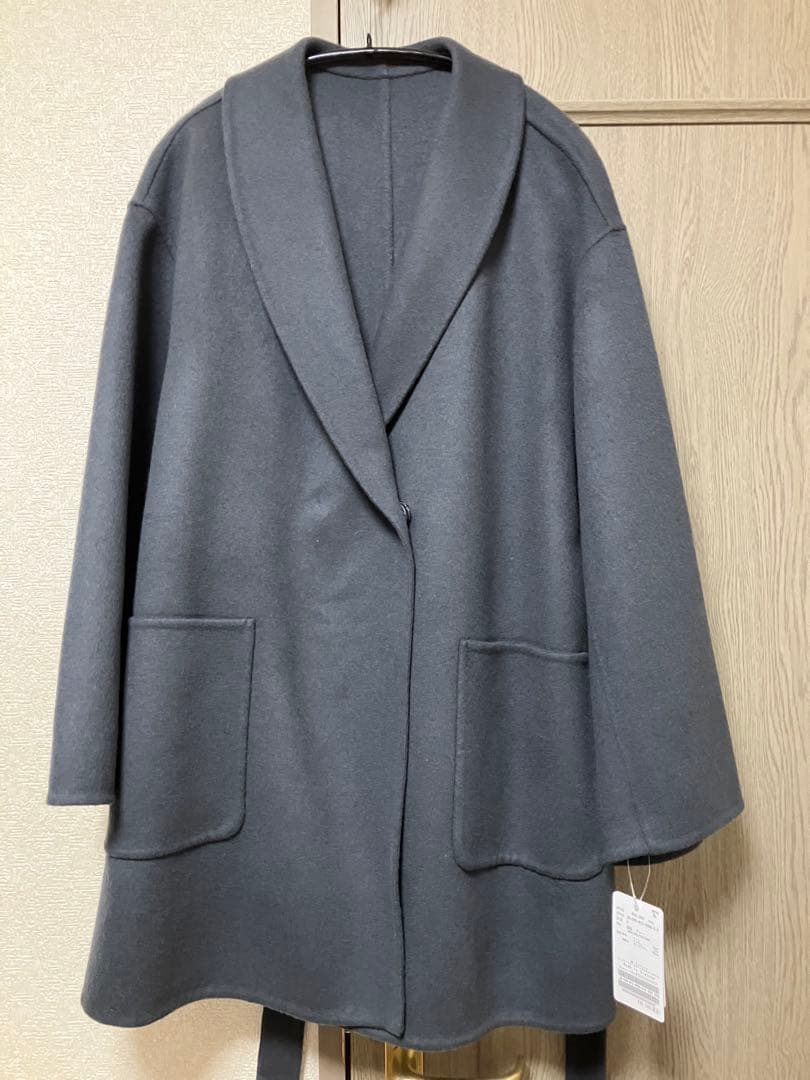 スローブイエナ　ダブルフェイス　グレー スローブ イエナ SLOBE IENA souple wool ダブルフェイスミドルコート