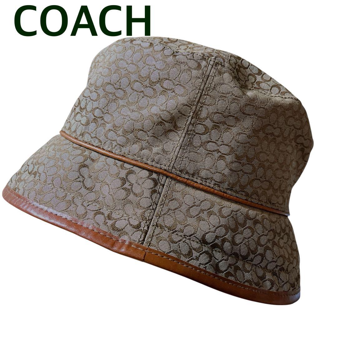 美品】COACH コーチ シグニチャー柄 バケットハット M/L - メルカリ