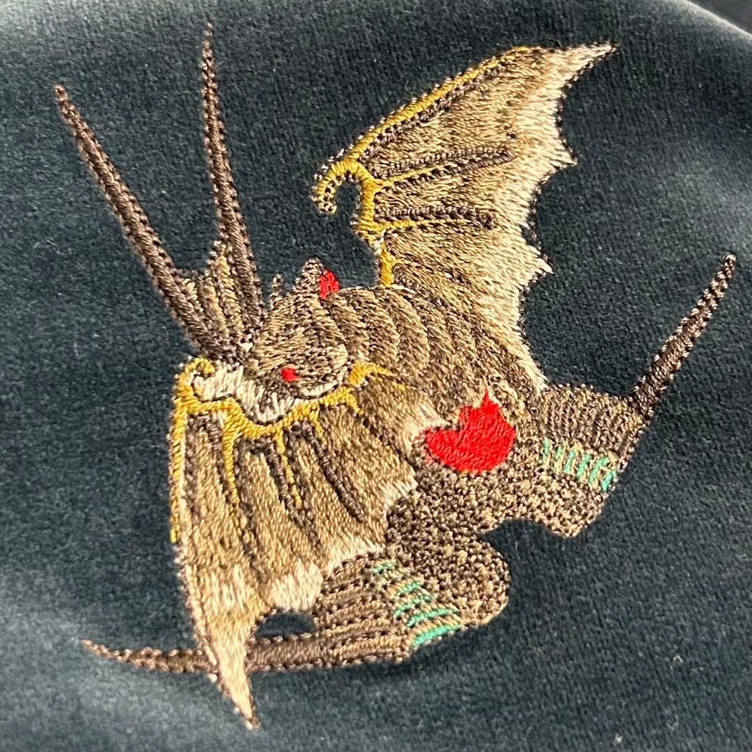 00s【希少】オゾンロックス/別珍スカジャン/刺繍/ダークブルー/Lサイズ