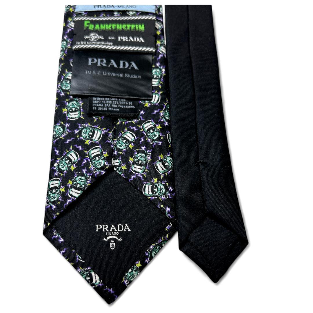 極美品 PRADA ネクタイ シルク フランケンシュタイン ブラック 箱付き