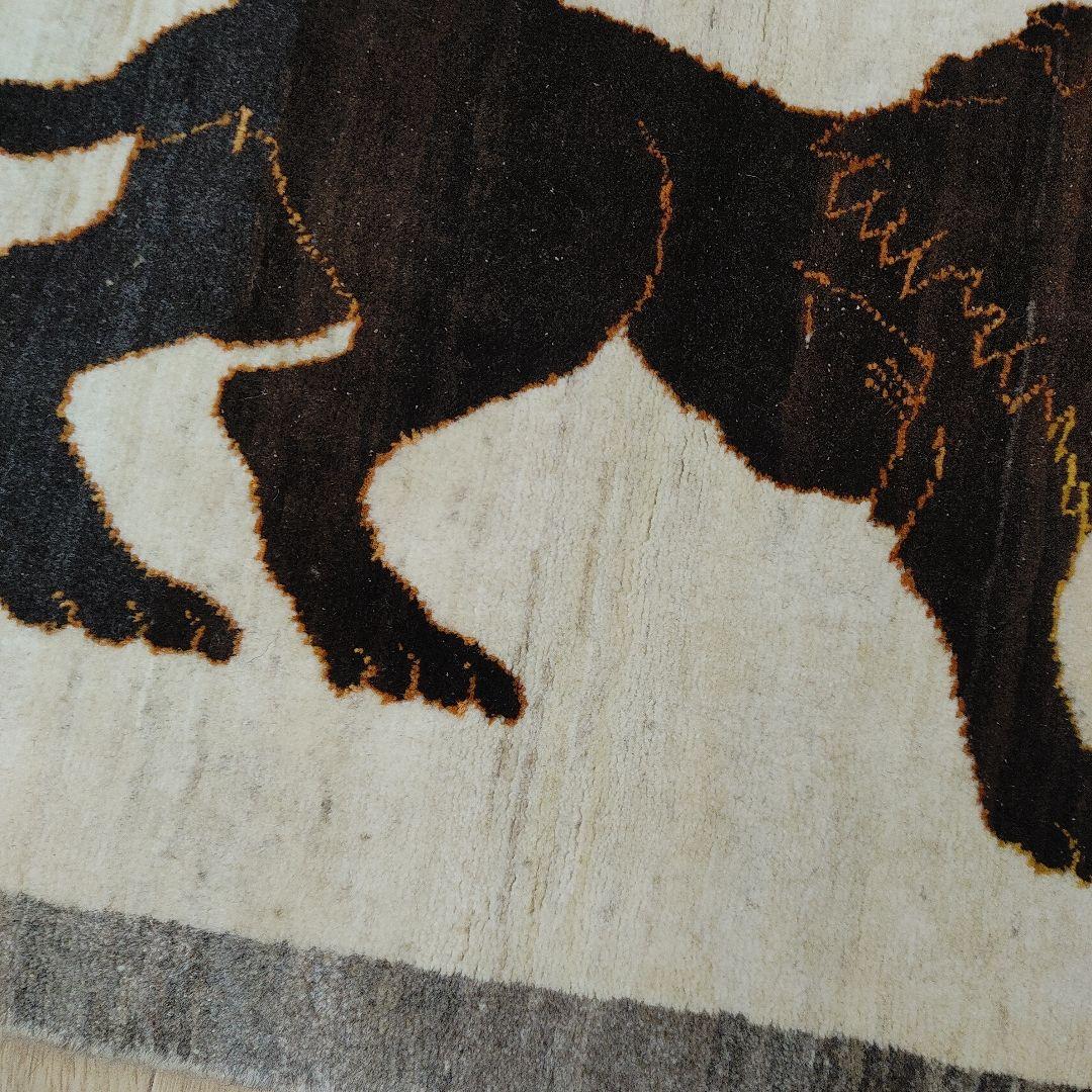 ペルシャ絨毯 ギャッベ 新品 92x65 cm ライオン lion gabbe