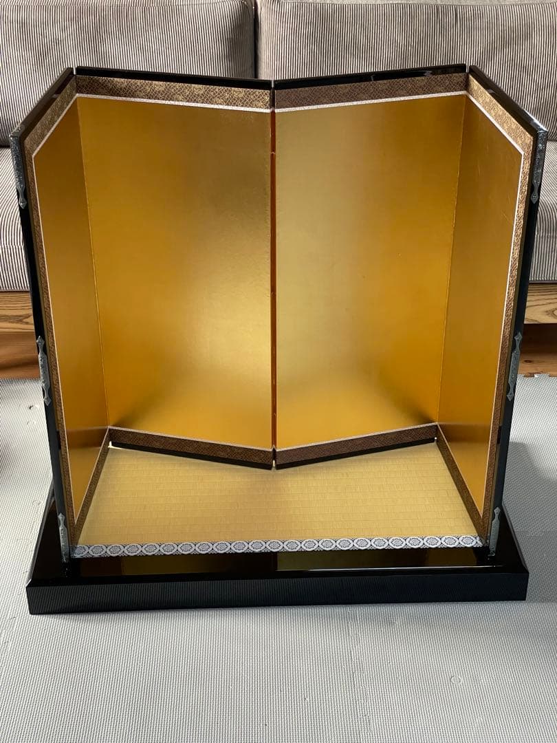 五月人形　御飾台&金屏風 五月人形 コンパクト 飾り台付き 屏風 30号 袋張屏風 金松 グレー 23号