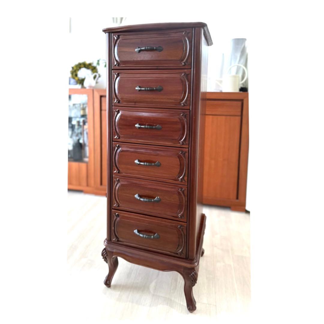 マホガニー　チェスト　6段 無垢材 ギギリビング 猫脚　木製 収納家具 楽天市場】チェスト 6段 マホガニー 無垢材 アンティーク風 猫脚 猫足