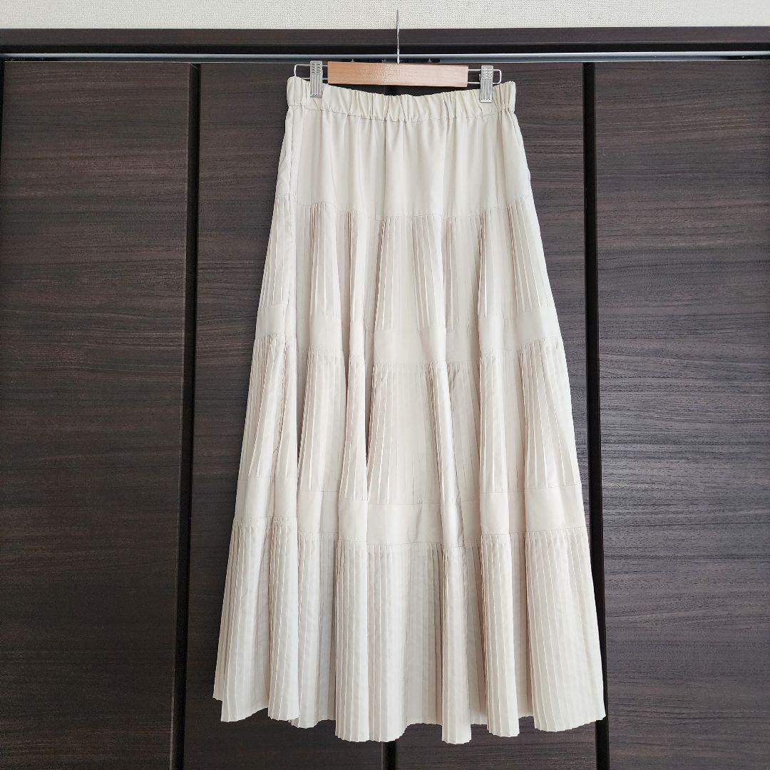 BEARDSLEY ビアズリー プリーツティアードスカート ホワイト FREE