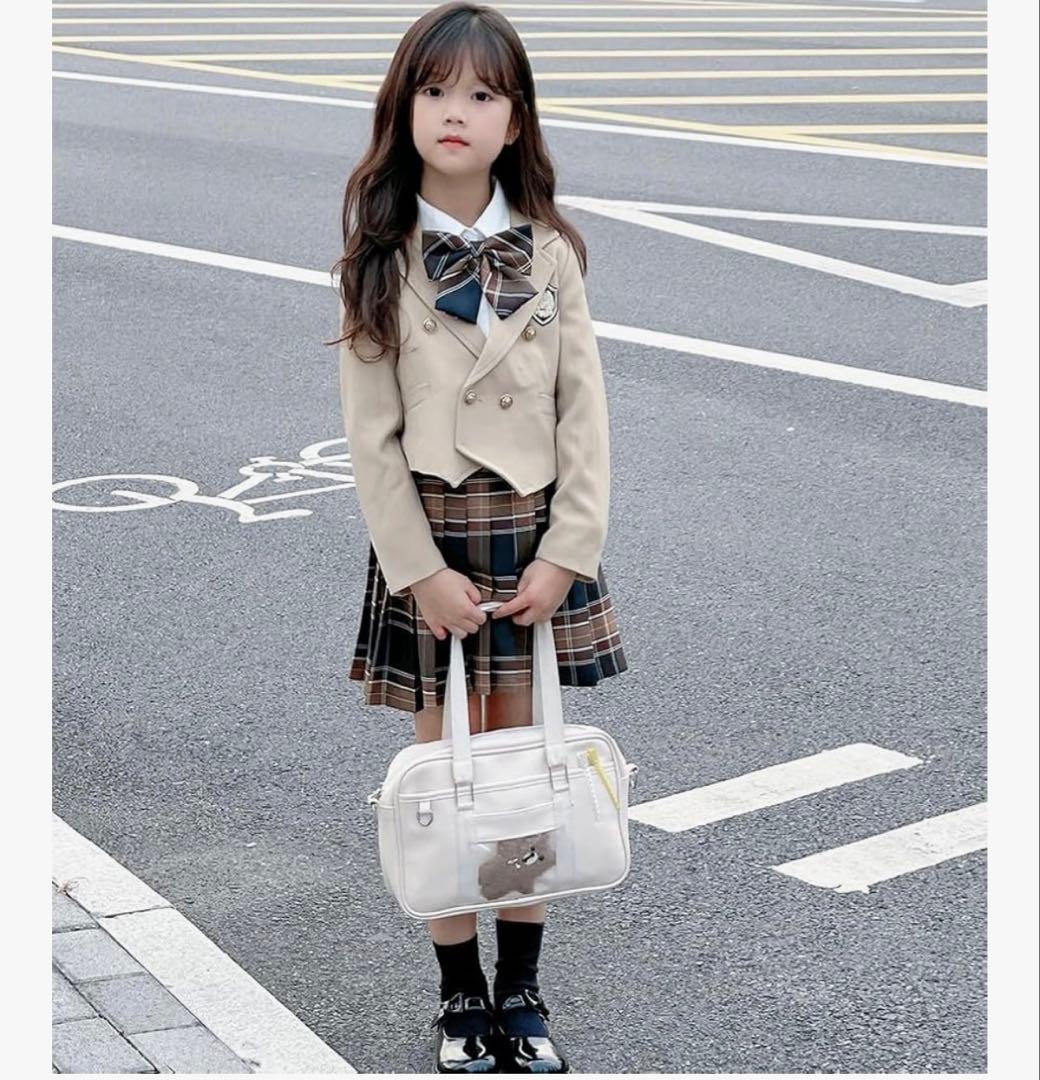 ベージュ ブレザー チェック柄スカート セット 入学式 - メルカリ