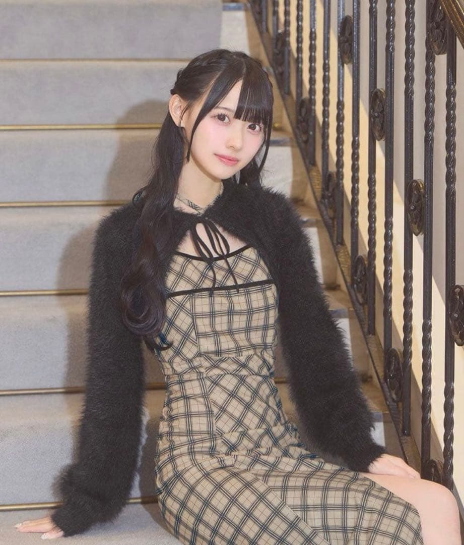 ミシェルマカロン オリジナルチェック柄アンサンブルロングワンピース