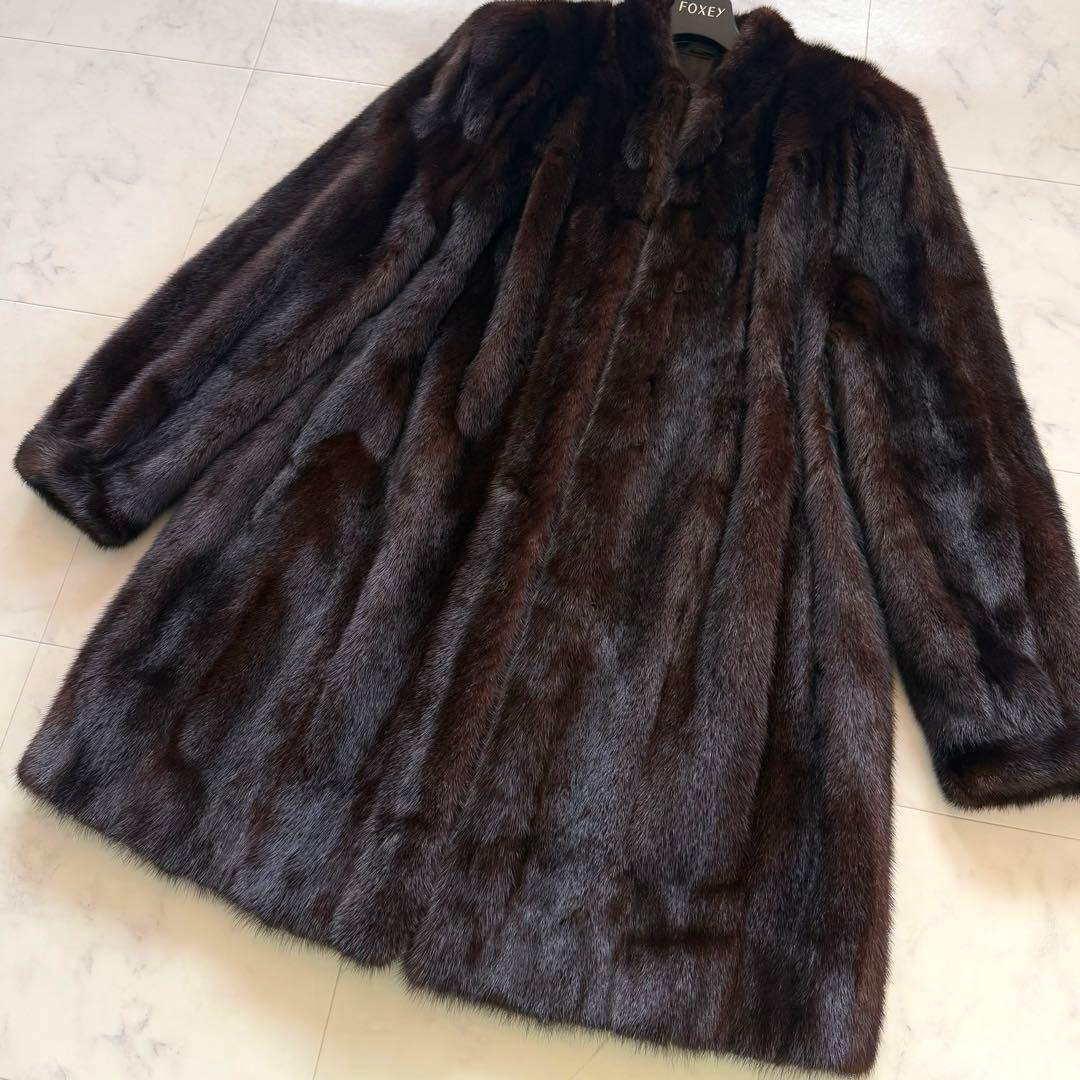 着丈86cm☆マホガニーミンク ファーコート 毛皮 艶々 毛並み◎ なめし