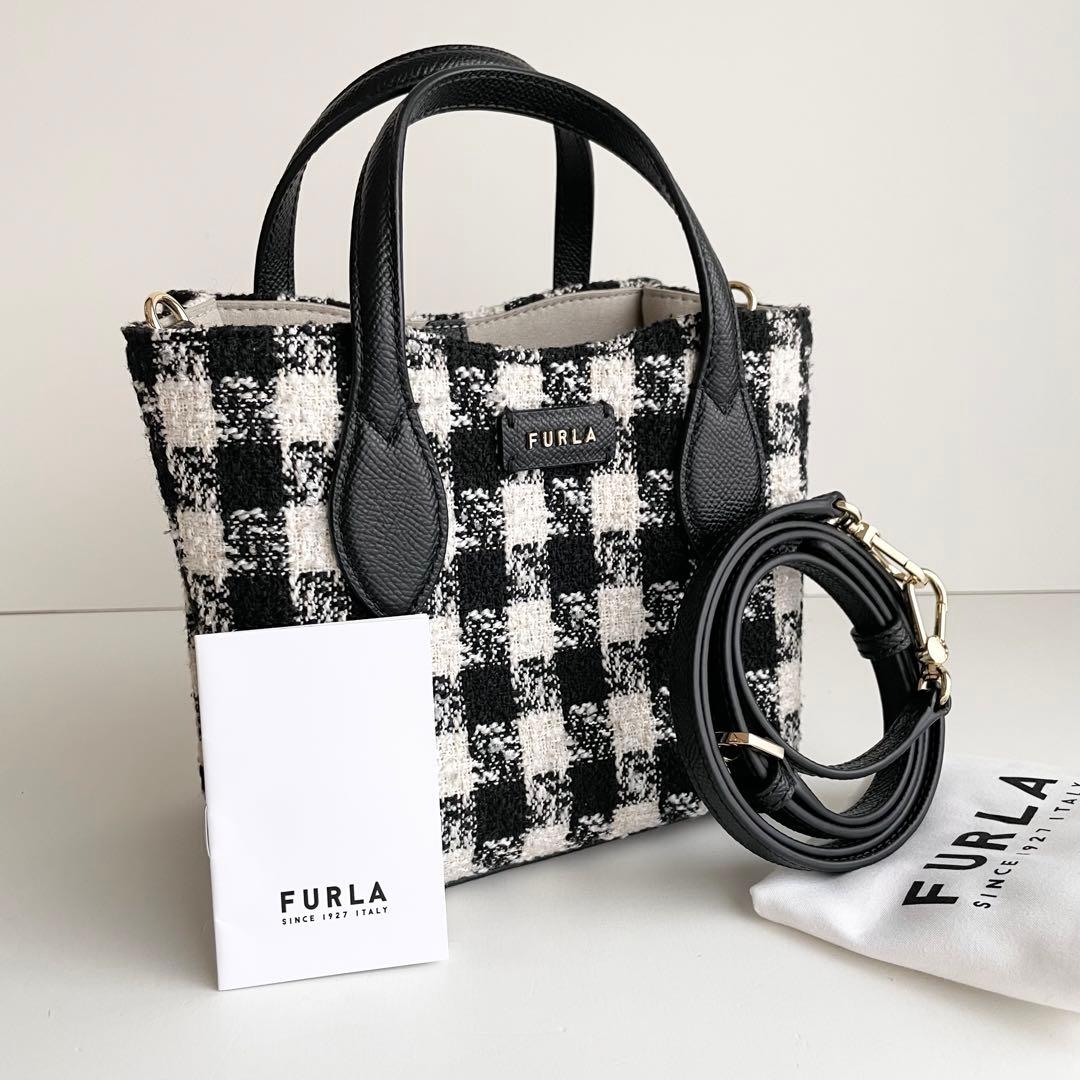 フルラ FURLA ハンドバッグ 2way エラ ツイード ブラック 新品保管